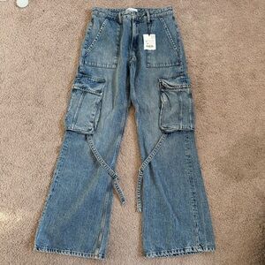 Zara Blue Denim Cargo Jeans Size 4